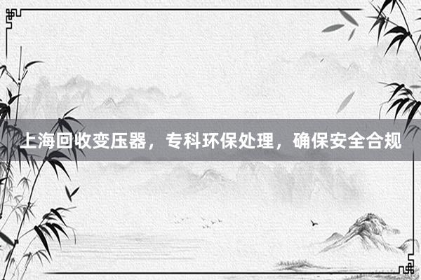 上海回收变压器，专科环保处理，确保安全合规